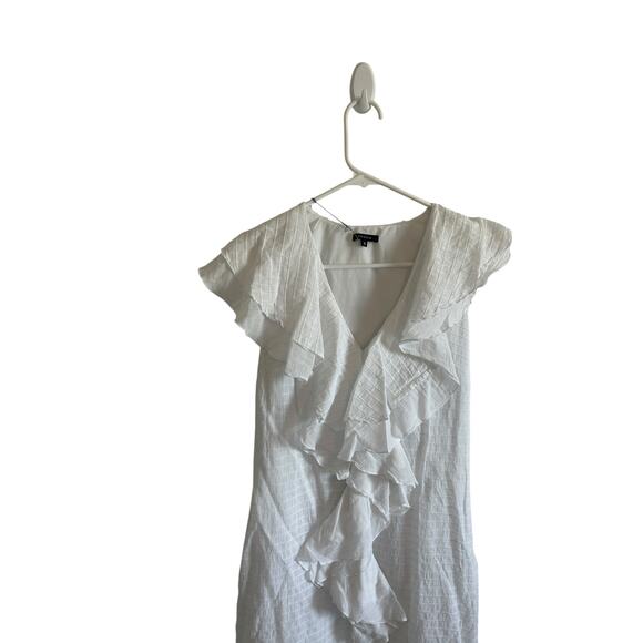 Tocca Women's 4 White Sleeveless Ruffled Front V-Neck Short Formal Dress - Picture 4 of 13